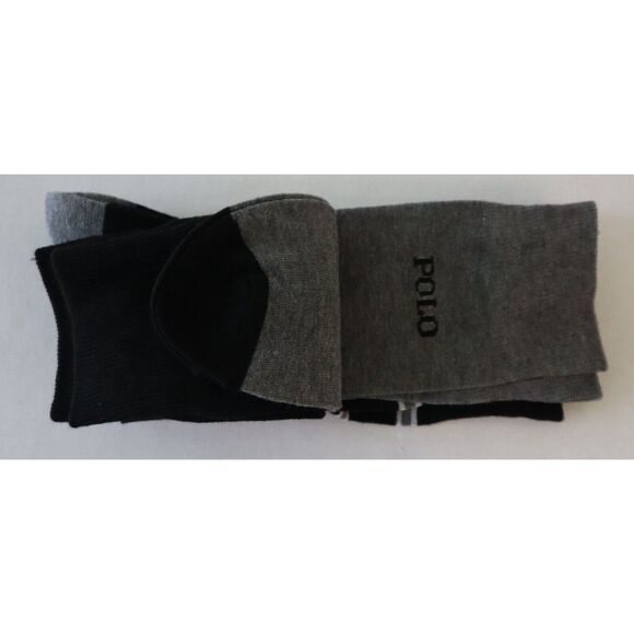 Polo Ralph Lauren Men's Sz 10-13 Black/Gray/Striped 3-Pair Casual/Dress Socks - Picture 4 of 8